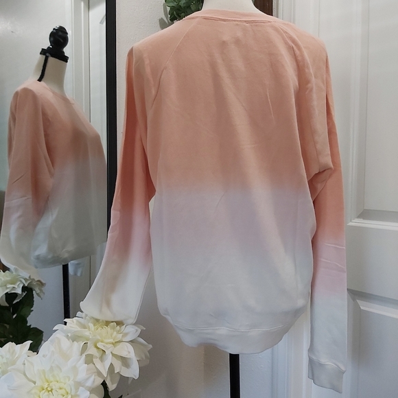 LARGE LUCKY BRAND Peach 🍑 cream ombre sweatshirt top (L/G) orange shirt - Picture 4 of 6